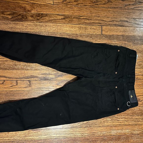 RARE vivienne westwood crossover orb high waisted unisex straight black jeans - Picture 2 of 5